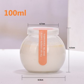 Combo 12 hũ sữa chua thủy tinh dáng tròn béo nắp nhựa 100ml (hũ trơn)