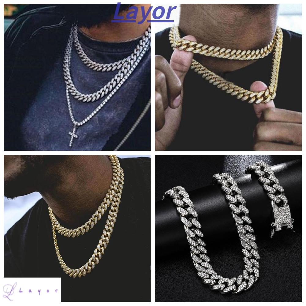 Vòng cổ Đính Đá Phong Cách Hip Hop Thời Trang 12mm Sang Trọng Dành Cho Nam Và Nữ