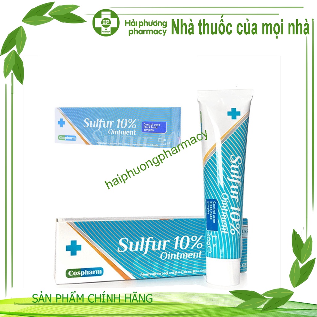 Kem COSPHARM SULFUR OINTMENT 10% 30g hỗ trợ làm sạch mụn trứng cá , tiêu nang mụn từ bên trong