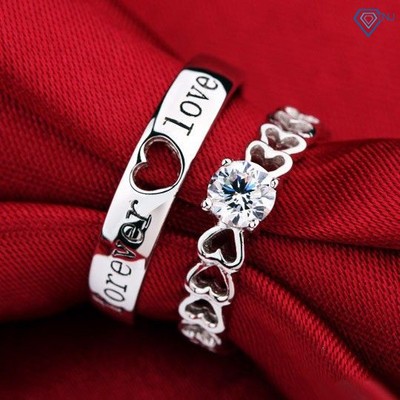 Nhẫn đôi bạc 925 forever love nam nữ đính đá ND0072 Trang Sức TNJ