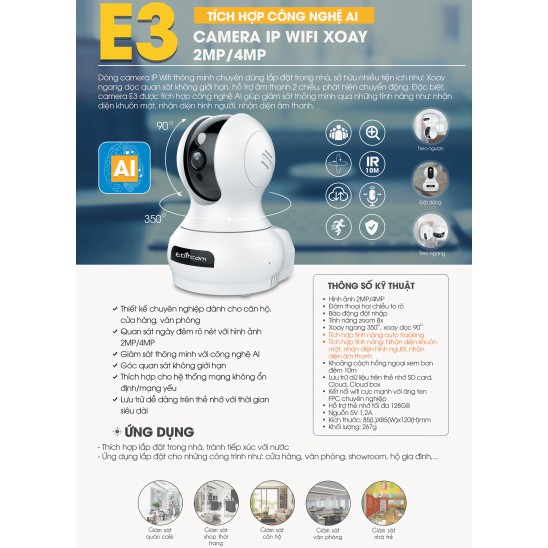 Camera wifi 360 độ,  lắp đặt  trong nhà