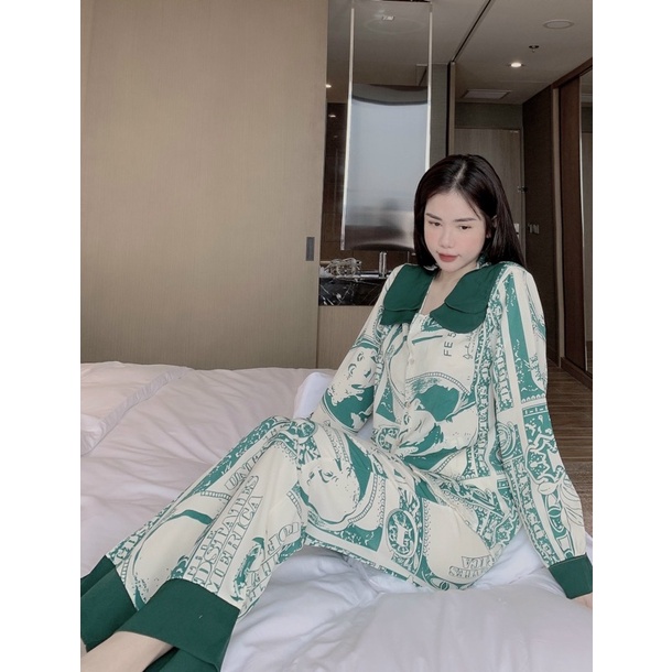 Đồ Bộ Pijama Nữ Lụa Mango Cao Cấp,Tay Dài Quần Dài,Hàng Thiết Kế,Chất Vải Mềm Mịn MG05