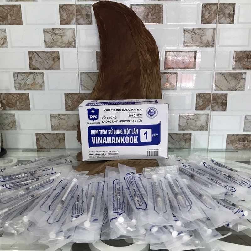 ❤Hộp 100 cây Bơm Kim Tiêm vô trùng 1CC 1ml VINAHANCOOK BƠM KIM TIÊM 1CC 1ML VÔ TRÙNG VINAHANCOOK
