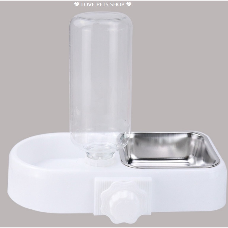 BÌNH NƯỚC GẮN CHUỒNG TỰ ĐỘNG KÈM CHÉN BẰNG INOX CHO CHÓ MÈO - LOVE PETS SHOP