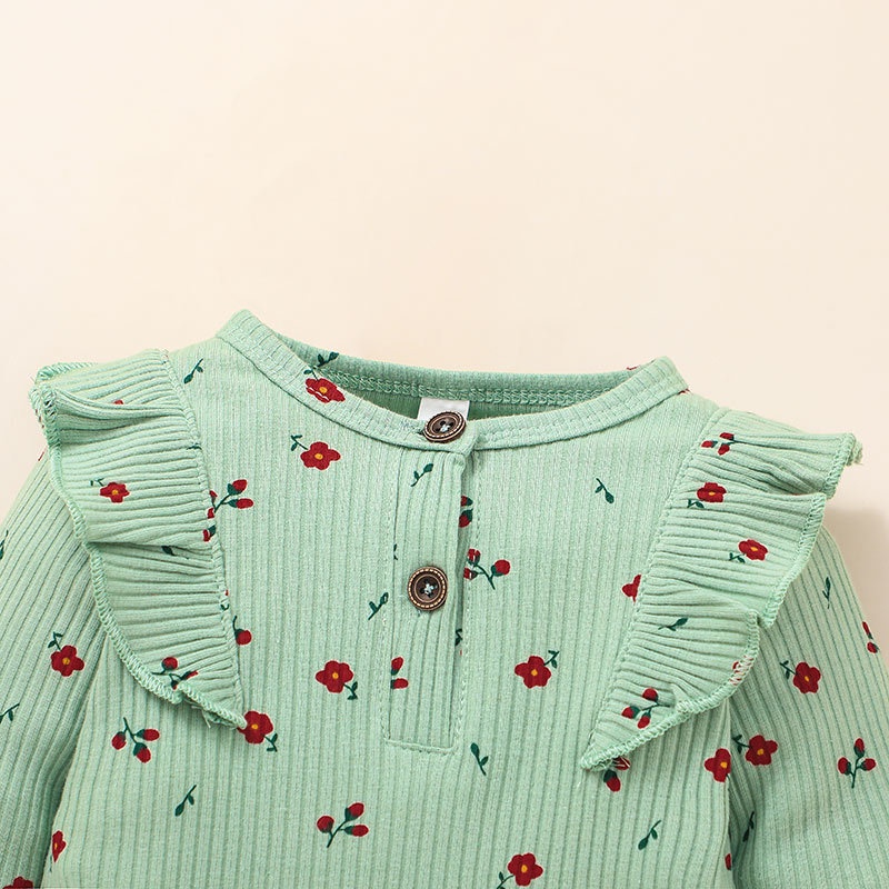 Body bé gái đồ sơ sinh từ 0 đến 18 tháng In Hoa bodysuit liền thân dài tay quần áo cho bé trẻ em
