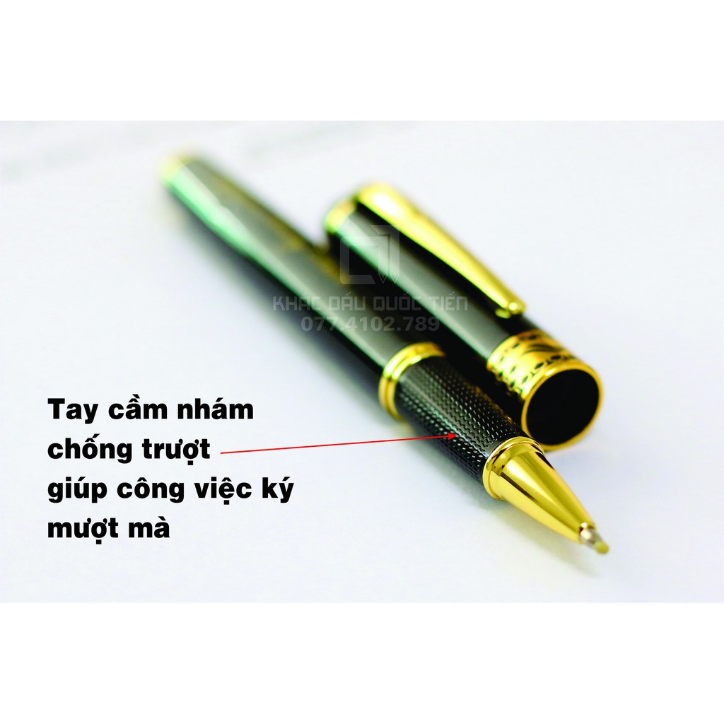 Combo Bút ký tên cao cấp kim loại khắc tên miễn phí theo yêu cầu và 1 Con dấu tên 1-2 dòng chữ