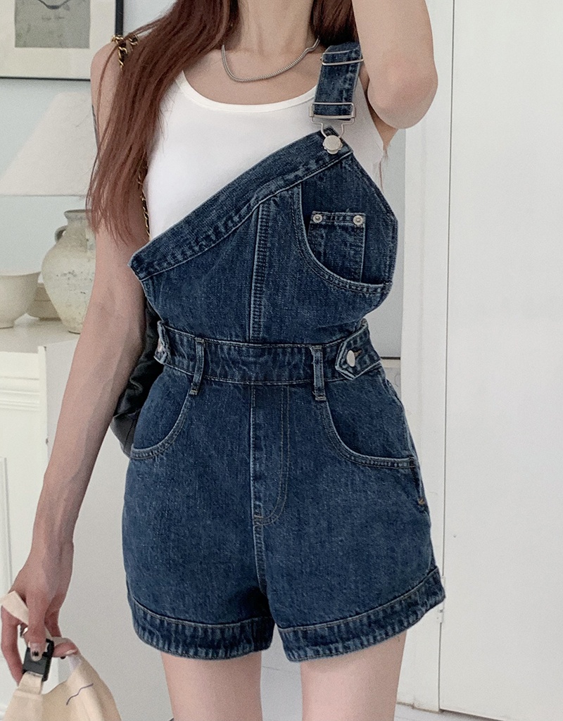Quần Yếm Denim Ống Rộng Phong Cách Retro 53975