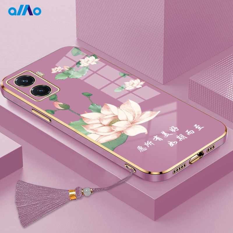 Vivo Ốp Điện Thoại Chống Sốc Hình Hoa Sen Cho Vivoy29 5g y17s y02 v21s y02s y35 4g y30 5g y16 5g y01a y77 5g y77 y75 Y55G