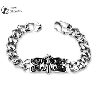 Vòng Tay Nam Họa Tiết Chrome Heart Cổ Điển Chất Liệu Bạc 925 Không Gỉ Phong Cách Trẻ Trung