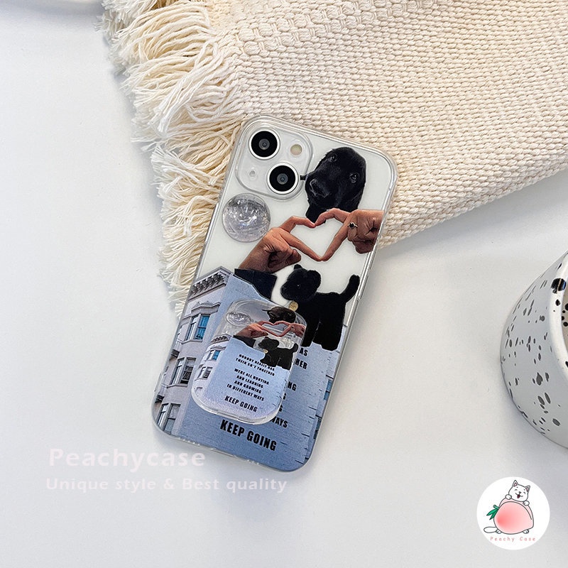 Ốp Điện Thoại TPU Mềm Trong Suốt Có Giá Đỡ Dạng Đẩy Hình Cún Cho iPhone 13 12 11 Pro Max Xr Xs Max X 12Pro