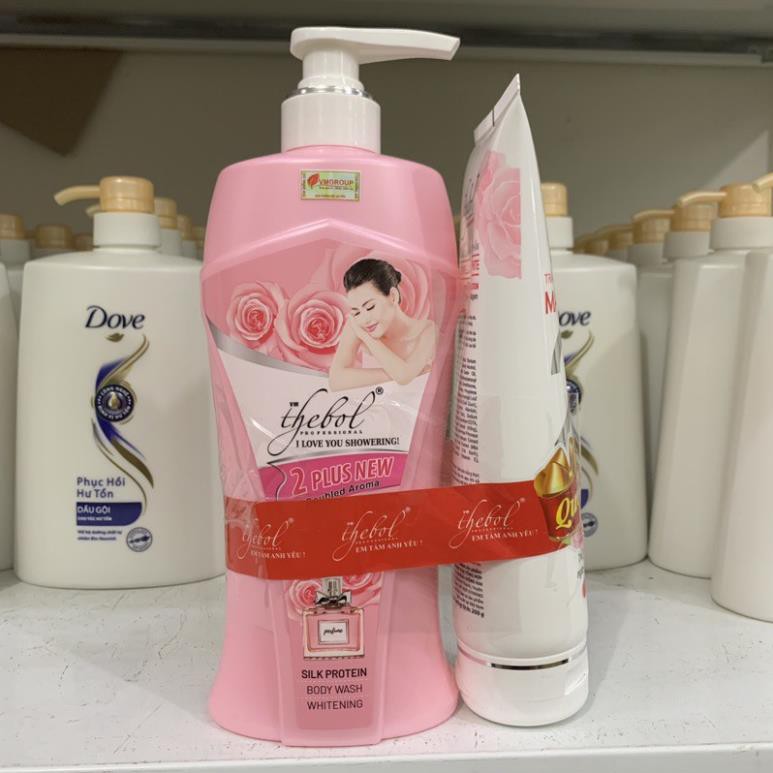 Sữa tắm hương hoa hồng em tắm anh yêu 650g tặng kèm như hình