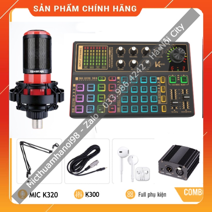 Bộ Mic Hát Livestream Sound Card K300 &amp; Mic PC K320 . Âm Thanh Cực Hay , Dễ Dàng Lắp Đặt . Bảo Hành 12 Tháng