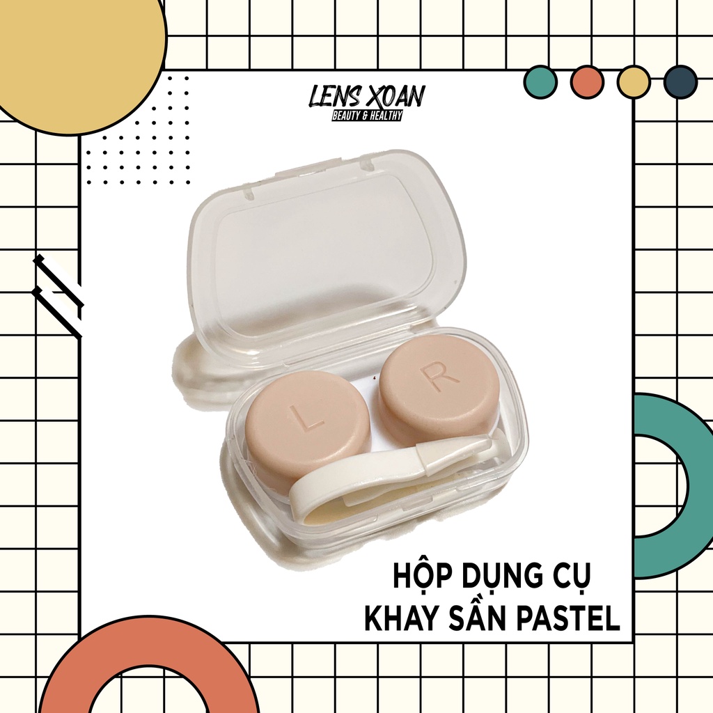 HỘP ĐƯNG LENS CÓ DỤNG CỤ KHAY SẦN PASTEL | LENS XOẮN