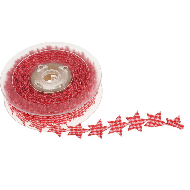 Dây ruy băng vải hình ngôi sao đỏ trang trí noel trang trí cây thông