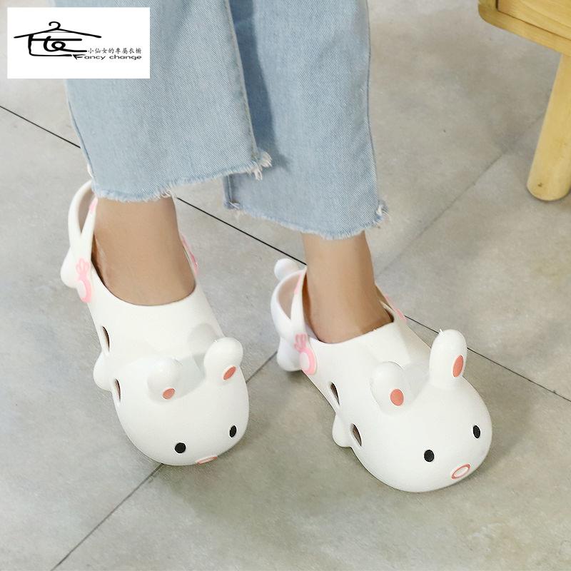 Dép Sandal Đục Lỗ Chống Trượt Hình Thỏ Hoạt Hình Dễ Thương Thời Trang Mùa Hè Cho Nữ