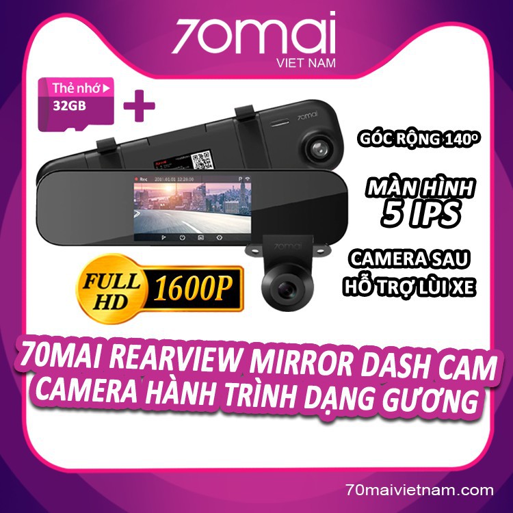 {Camera +thẻ 32G + cam lùi} Camera hành trình dạng gương 70MAI rearview Dash cam Midrive D04 - Tiếng Anh Quốc Tế | BigBuy360 - bigbuy360.vn