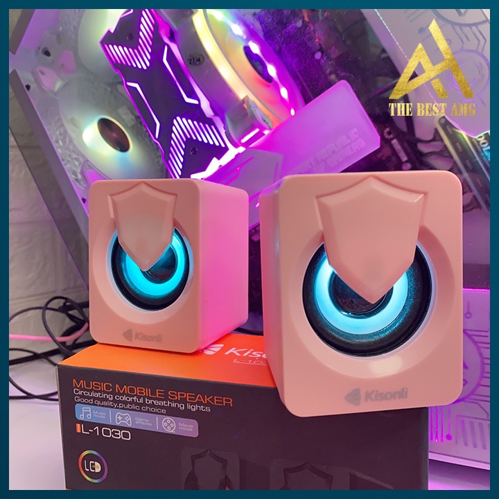 Loa Máy Tính Để Bàn Mini Màu Hồng Dễ Thương LED RGB Chính Hãng 2.0 KISONLI L1030