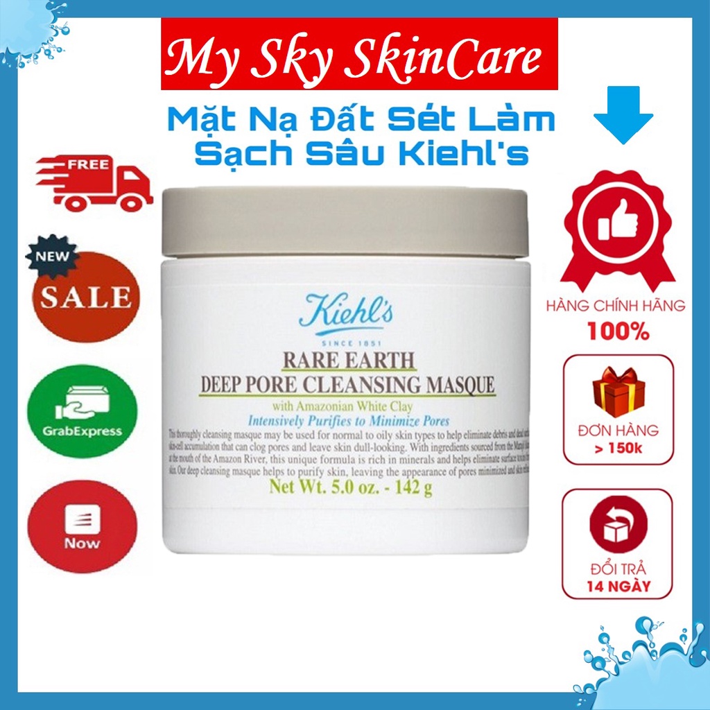 mặt nạ đất sét kiehl, smặt nạ đất sét kiehl s - Dưỡng Trắng Sạch Mụn Đầu Đen , kiềm dầu, se khít lỗ chân lông 125ml