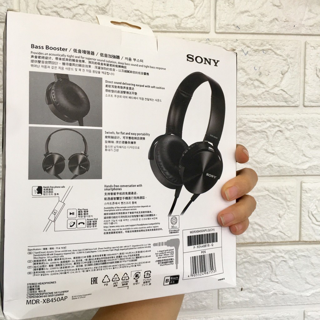 Tai nghe chụp tai Sony XB450AP-Dùng cho máy tính-Điện thoại- Extra bass - Chống ồn