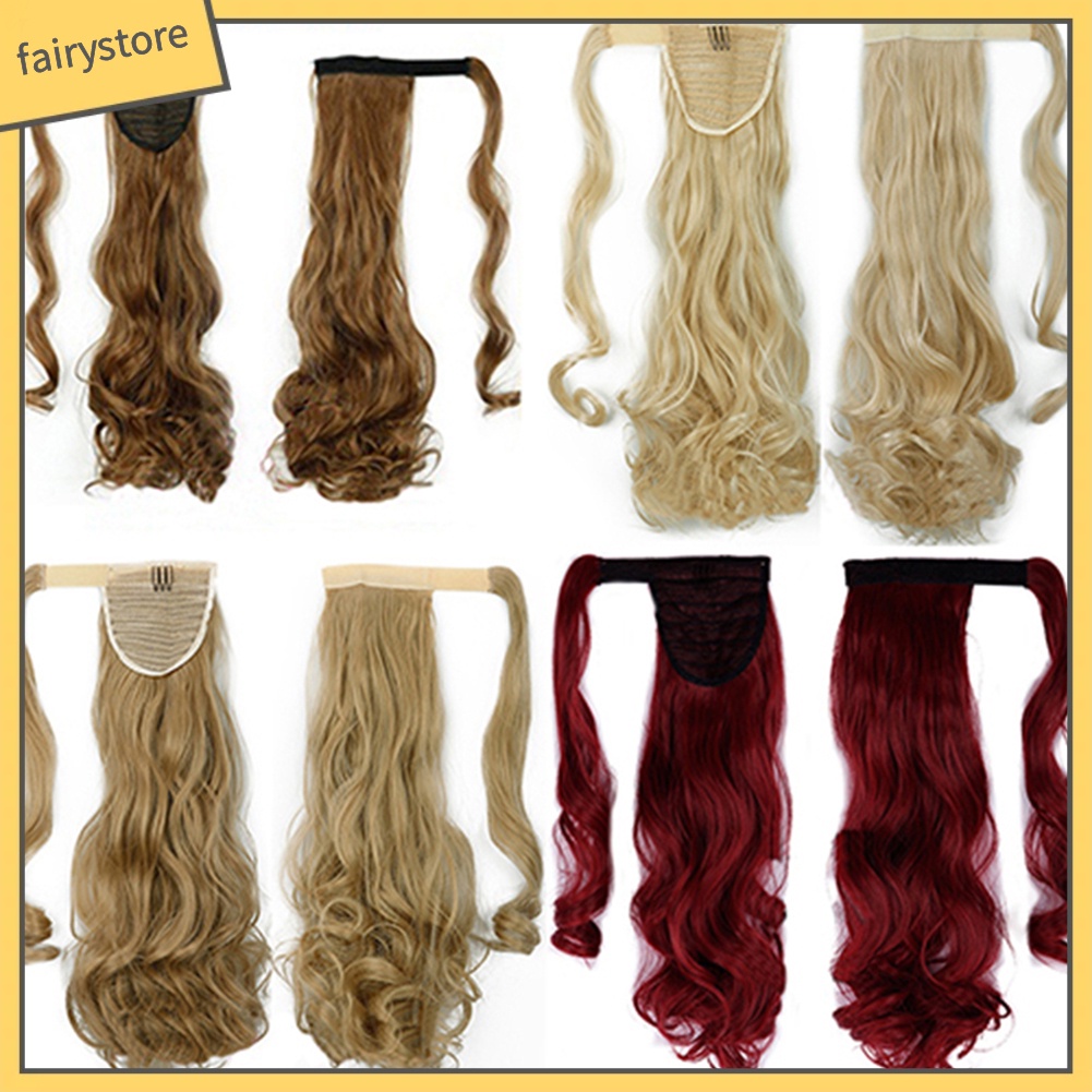 Tóc Giả Đuôi Ngựa Thẳng Dài Xoăn Gợn Sóng Có Kẹp Gắn Đuôi Ngựa Cho Nữ [Fairy]