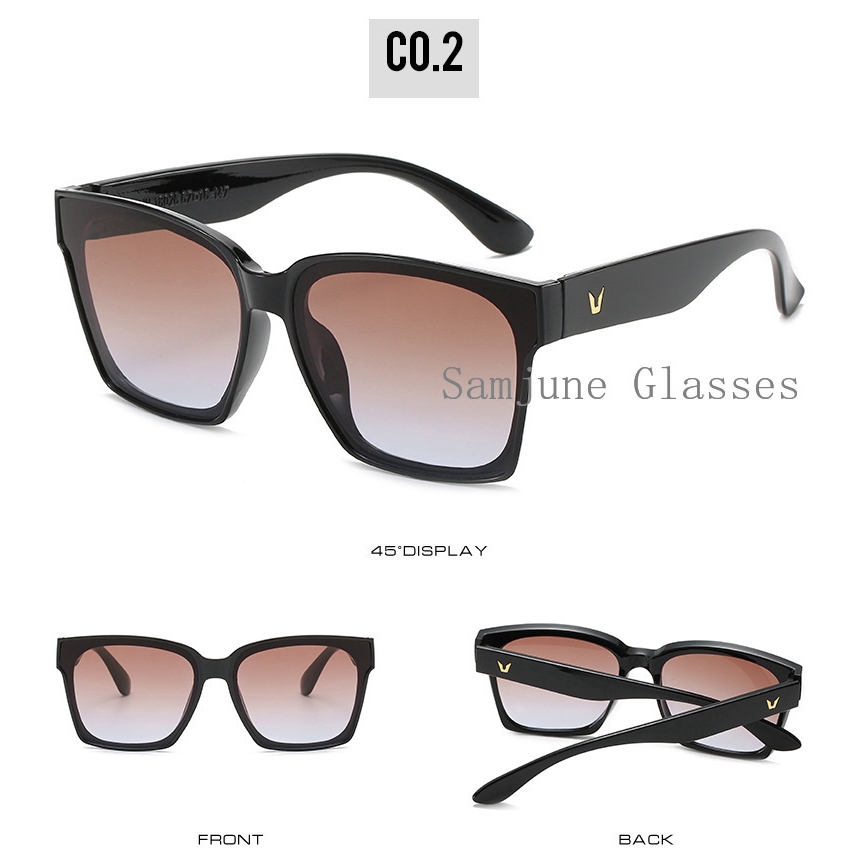 Kính Mát Samjune 18026 Gọng Vuông Oversize Chống Tia Uv400 Phong Cách Retro Thời Trang 2019