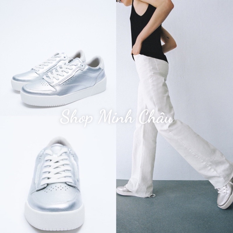 (Sẵn) Giầy sneaker bạc Zarraa canh sale