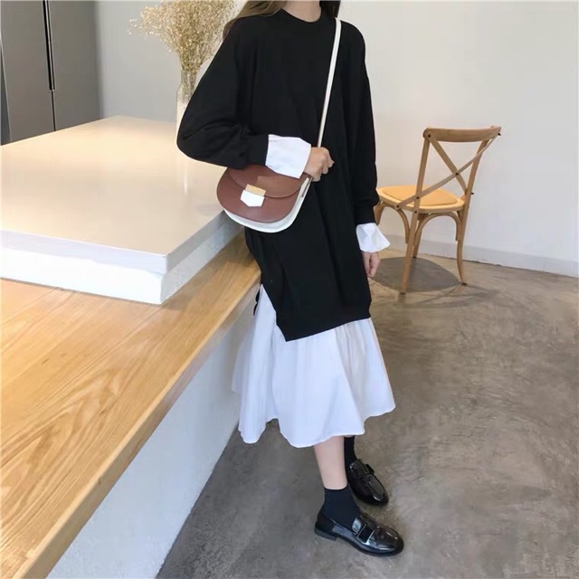 Váy dài đen trắng mẫu 2