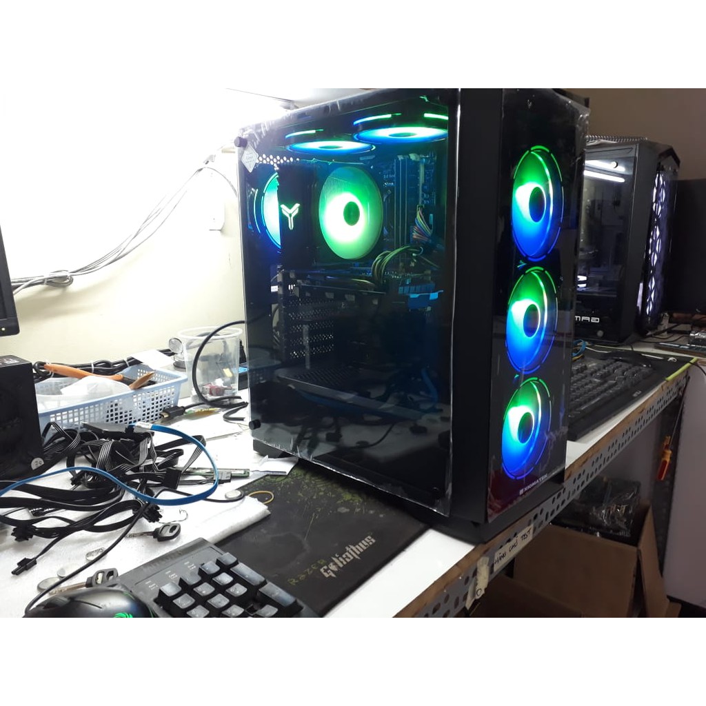 Case PC chơi game PUBG,FIFA4,DOTA2 LED RGB kính cường lực 2 mặt - Case PC chơi game