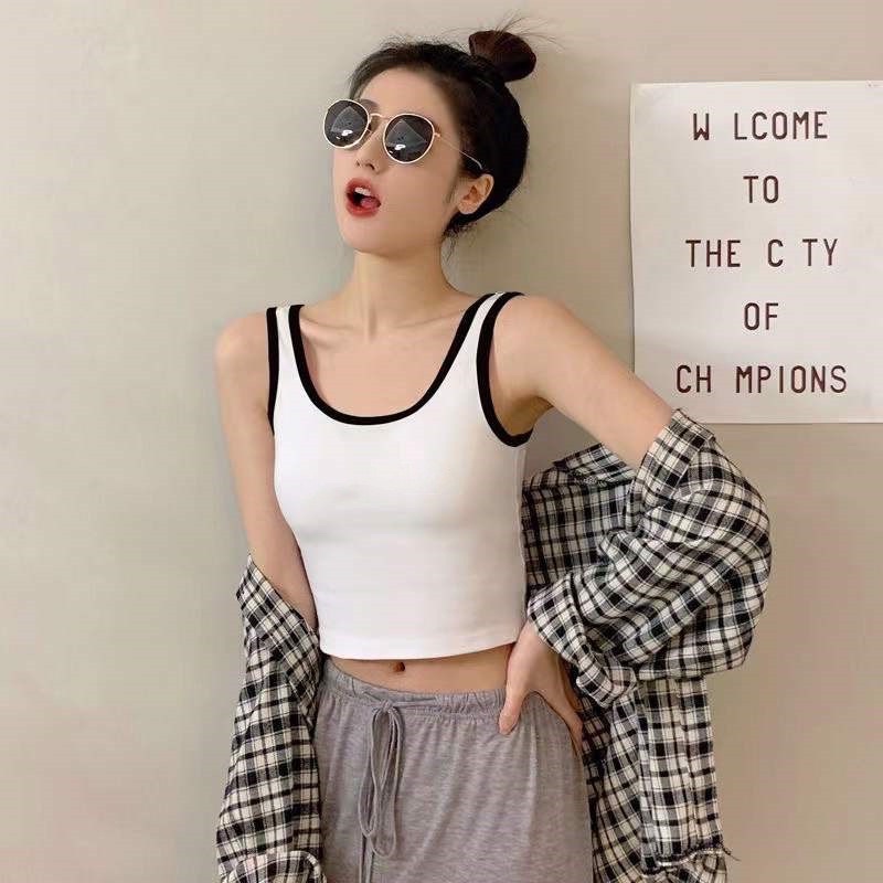 Áo ba lỗ viền đen trắng ,chất thun gân dày dặn co giãn thoải mái -A18