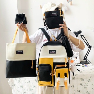 Balo combo 4 món - Set 4 món nữ thời trang, Balo đi học du lịch đẹp ulzzang unisex đựng vừa laptop hàn quốc MSP119
