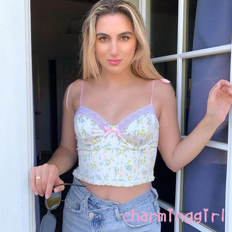 Áo Sát Nách Phối Ren Hoa Thiết Kế Ngọt Ngào Nữ Tính