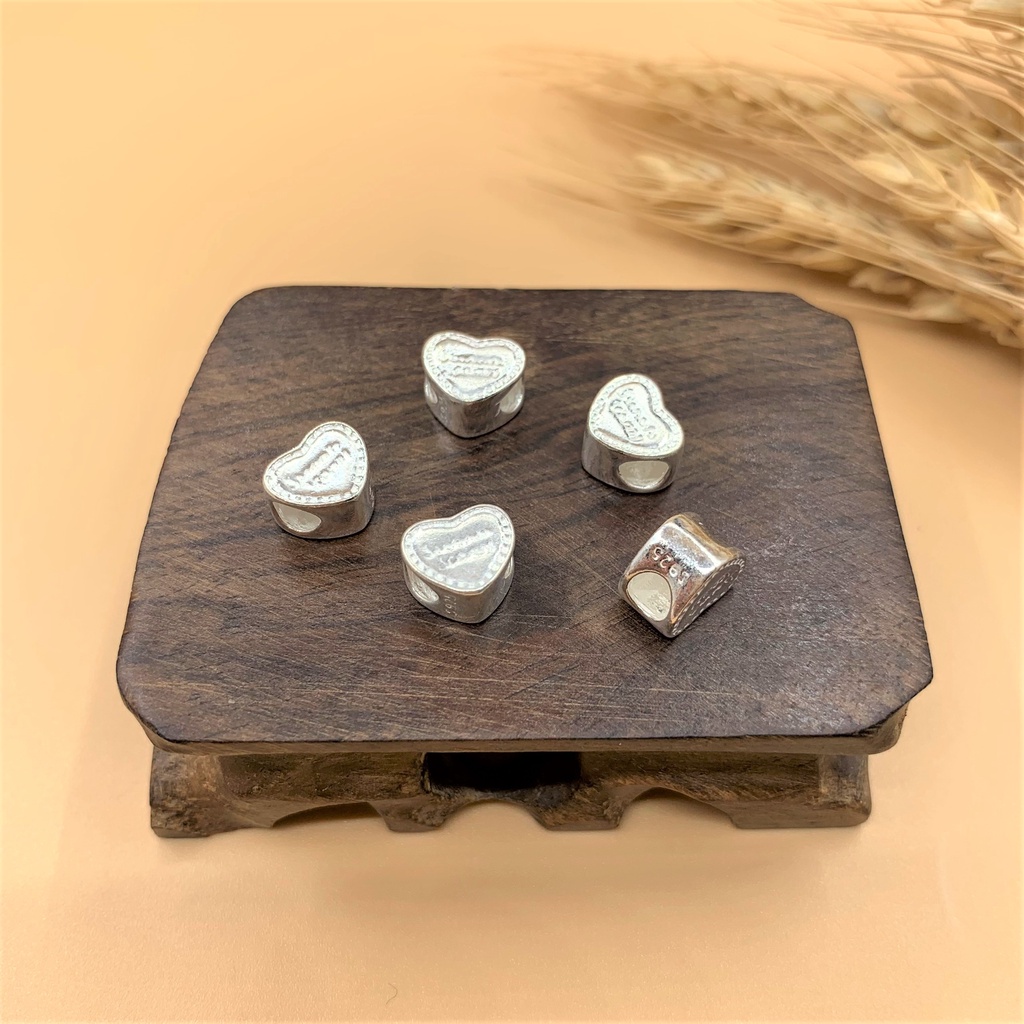Charm nối trái tim lỗ lớn - Charm Bạc 925 - Mã CB665