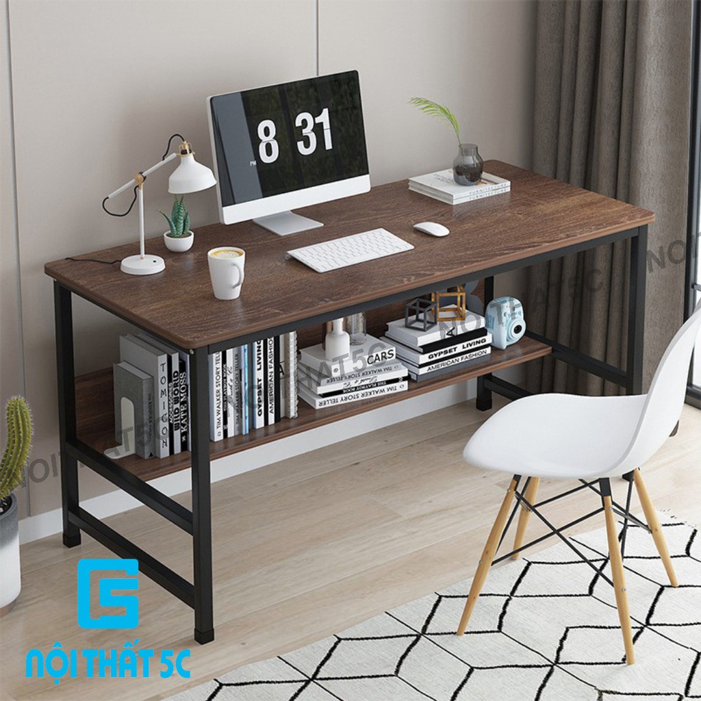 Bàn làm việc, Bàn máy tính 2in1 kết hợp với giá sách hiện đại, trẻ trung, mặt bàn kích thước lớn | BigBuy360 - bigbuy360.vn