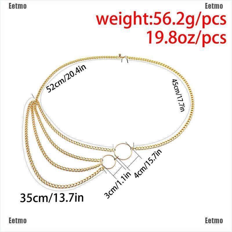 (Eetmo)Women Metal Chain Retro Belt High Waist Hip Coin Charms Waistband Body Chain-VN