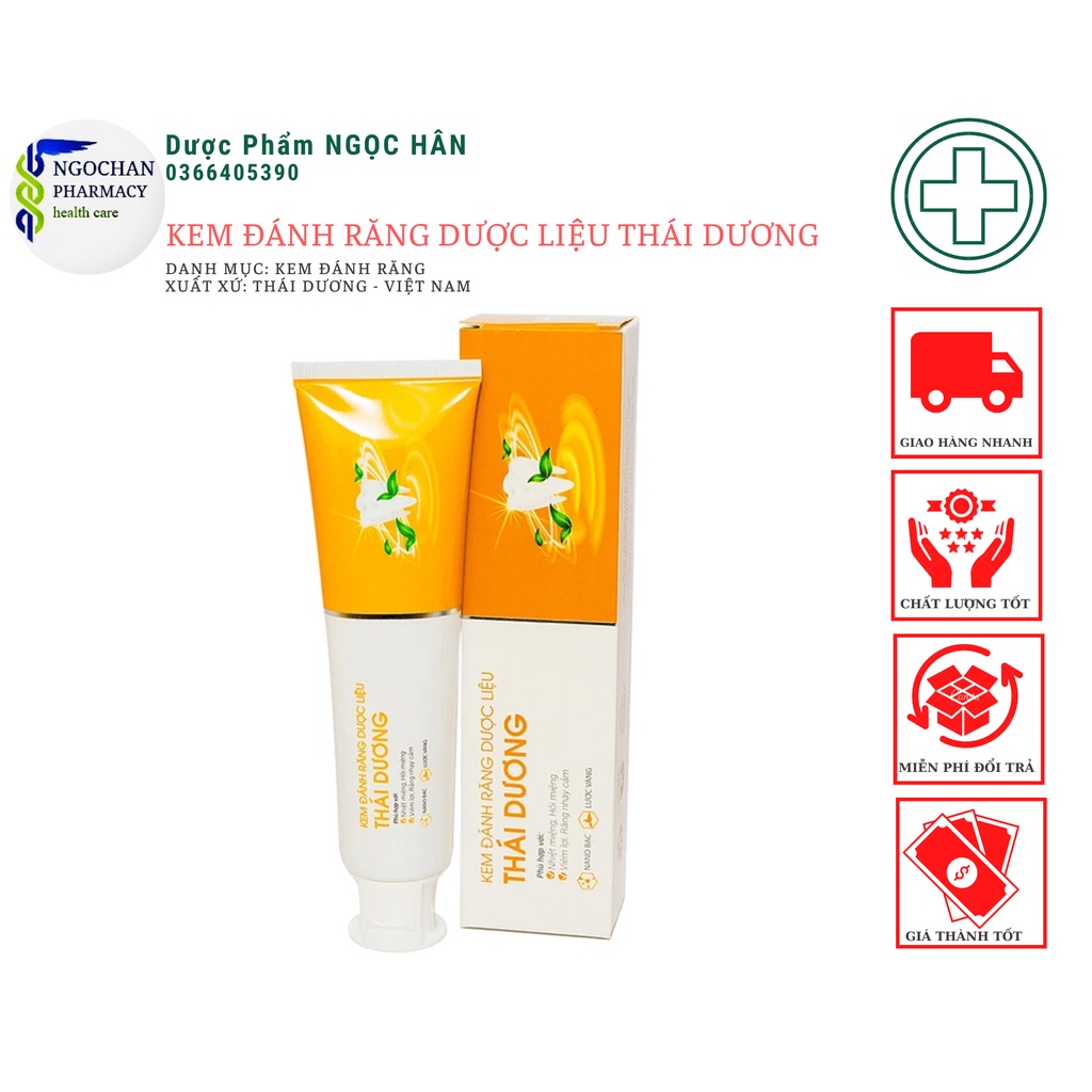 Kem đánh răng dược liệu Thái Dương| Không Gây Mòn Răng, Ngừa Nhiệt Miệng 100g