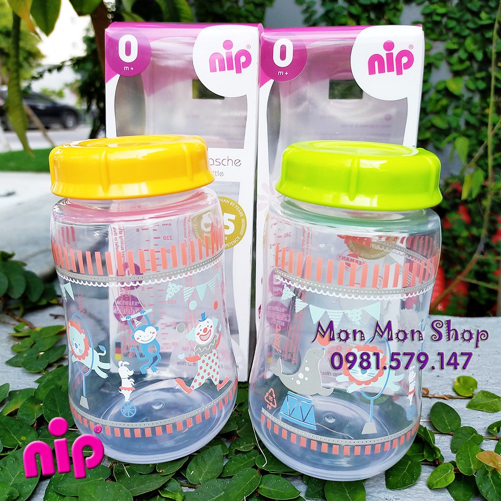 [260ml] Bình trữ sữa, đựng sữa cổ rộng hiệu Nip made in Germany 250ml/260ml ( tương thích Pigeon, Lansinoh, Toom,...)