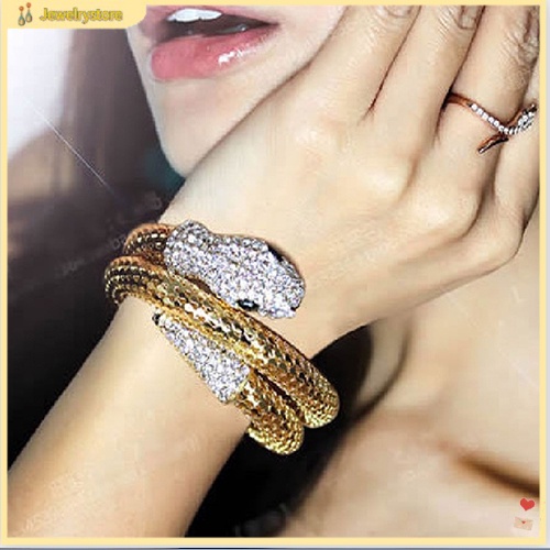 {jewelrystore} Vòng tay hợp kim kiểu xoắn ốc hình con rắn đính đá phong cách Punk cổ điển độc đáo