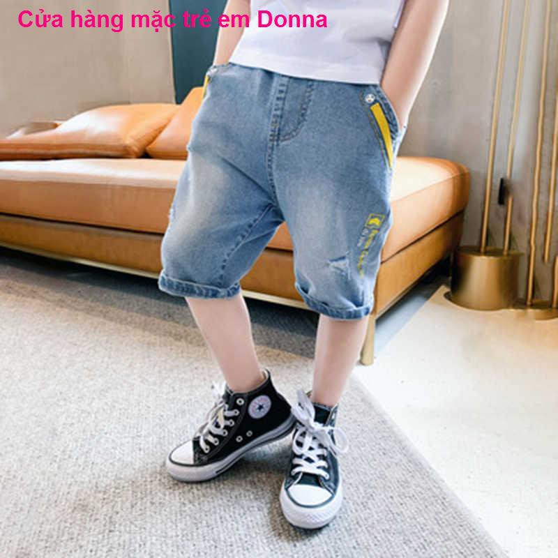 thời trang trẻ emBoy Cowboy Quần ngắn mùa hè 2020 áo trẻ em mới Năm bảy trong lớn Phiên bản tiếng Hàn của phần mỏn