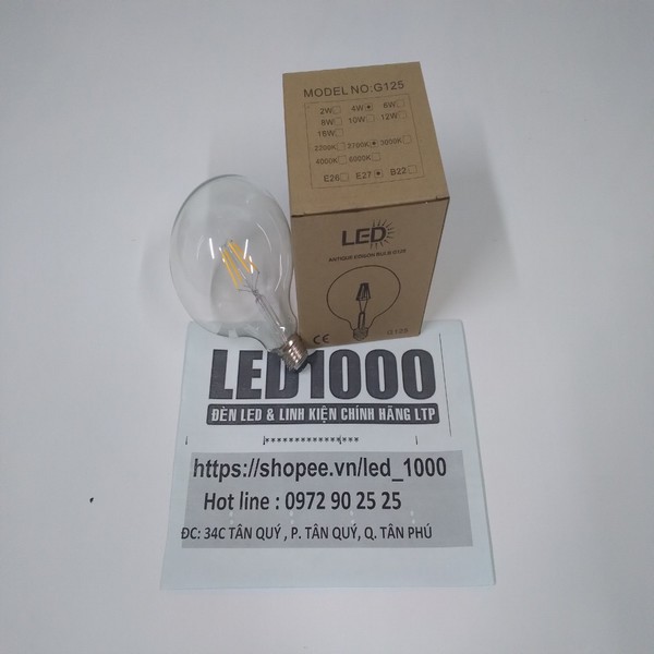 Bóng Đèn Led trang trí Edison – Bóng đèn Edison G125 4w Vintage giả sợi đốt - Bảo Hành 06 Tháng Của LTP Lighting | BigBuy360 - bigbuy360.vn