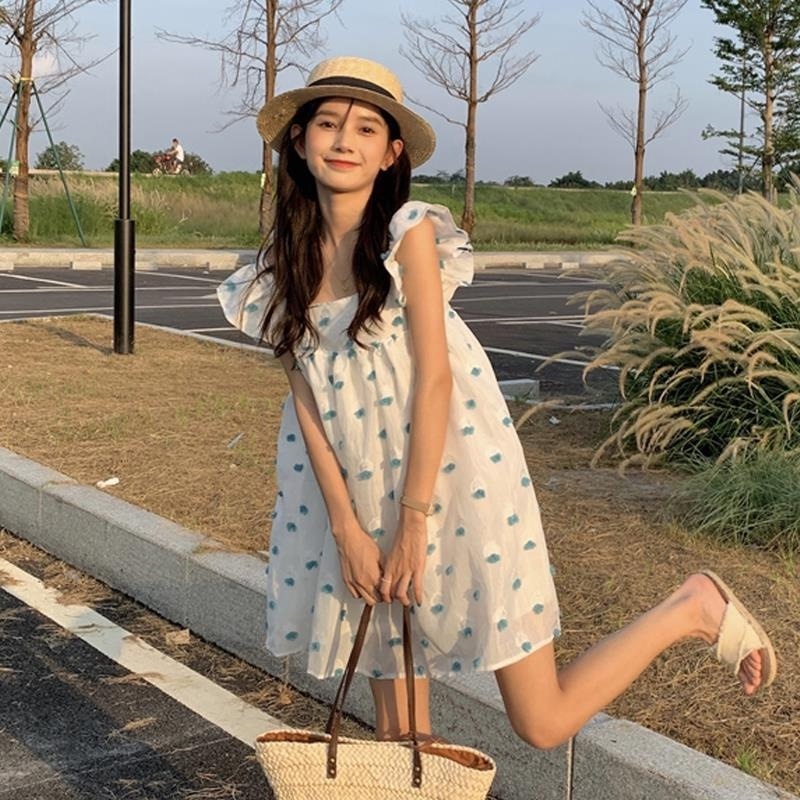 Đầm Dài Không Tay Họa Tiết Hoa Ngọt Ngào Phong Cách Pháp Cho Nữ