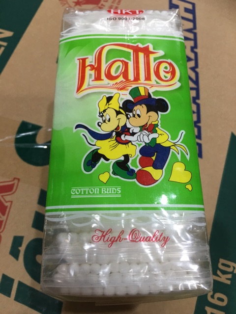 1 lốc (12 bịch) bông ráy tai Hallo 100% cotton