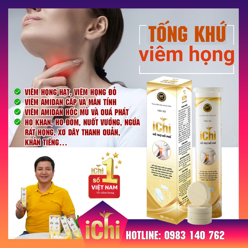 VIÊN SỦI ICHI - Đánh bay ho rát, mất tiếng, viêm họng hạt, viêm amidan - Công nghệ Nhật Bản