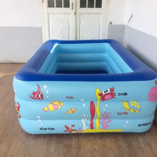 Bể bơi Hồ bơi Phao bơi 210x145x65cm 5 bé cùng chơi tặng bơm, keo dán, miếng vá cho bé