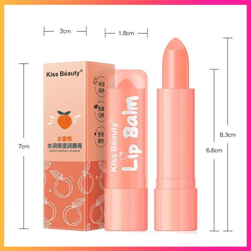 Son dưỡng môi Kiss Beauty Peach Lip Balm chiết xuất đào dưỡng ẩm chống khô Ht6