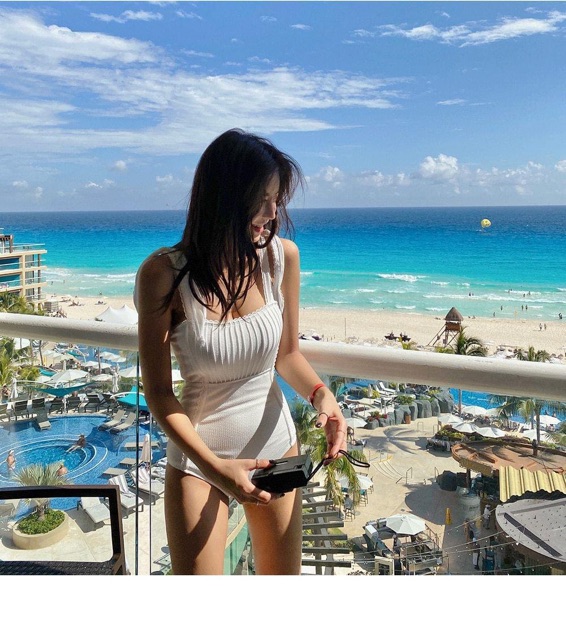 Bộ bơi một mảnh ren vai gân trắng | BigBuy360 - bigbuy360.vn