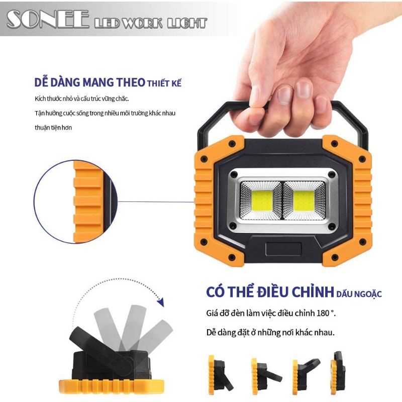 Đèn Leb Cắm Trại, Đèn Đa Năng, Sáng 12H Dùng 2 Pin 18650 | BigBuy360 - bigbuy360.vn
