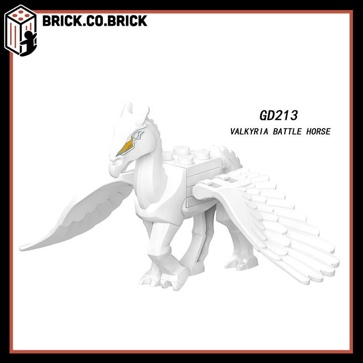 Non Lego Super Hero Valkyria Battle White Horse Đồ Chơi Lắp Ráp Mô Hình Ngựa Thần Có Cánh Marvels Avengers Endgame GD213
