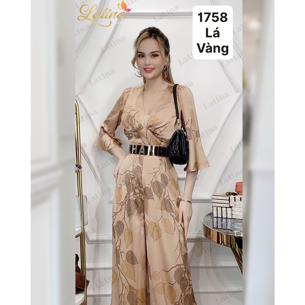 Latina Jum thiết kế cổ chữ v tay lửng chất liệu lụa hồng kong ánh nhũ cao cấp không xù lông