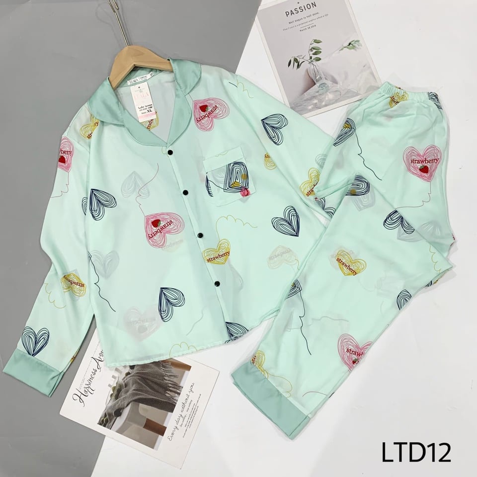 Bộ Pijama ngủ lụa mango tay dài có size từ 40-65kg
