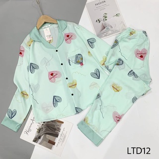 Bộ Pijama ngủ lụa mango cổ sen tay dài có size